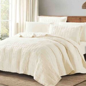 طقم لحاف كلارا صيفي خفيف مضغوط كوين 200x150 سم 4 قطع - كريمي