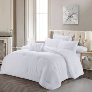 طقم لحاف مزدوج صيفي لاكارو - 7 قطع - أبيض