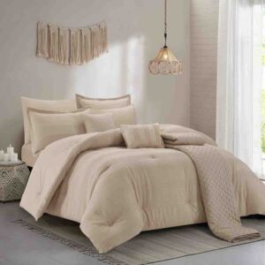 طقم لحاف مزدوج صيفي ويسبر - 9 قطع - بيج