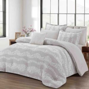 طقم لحاف ويفي صيفي كوين 4 قطع - رصاصي