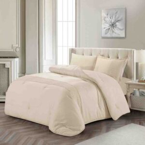 طقم لحاف كوين صيفي لاكارو - 4 قطع - بيج
