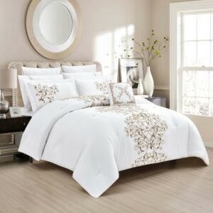 طقم لحاف لين صيفي مزدوج - 200x200 سم - 9 قطع - ابيض