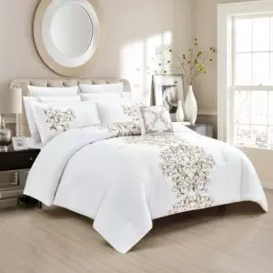 طقم لحاف لين صيفي مزدوج - 200x200 سم - 9 قطع - ابيض