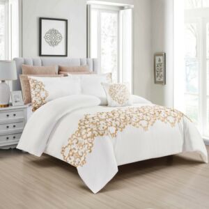 طقم لحاف ريبون صيفي مزدوج - 200x200 سم - 9 قطع - ابيض