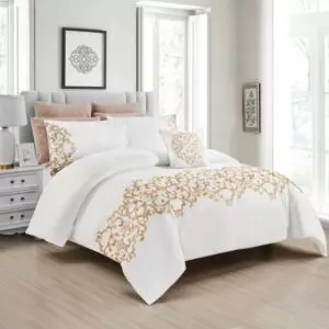 طقم لحاف ريبون صيفي مزدوج - 200x200 سم - 9 قطع - ابيض