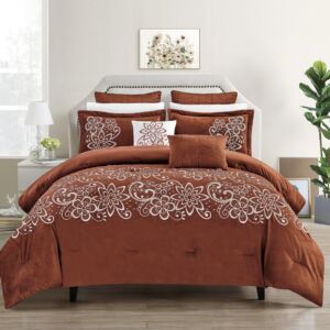 طقم لحاف شتوي مخمل مزدوج جنوا - 10 قطع - احمر