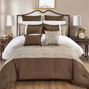 طقم لحاف ميار صيفي مزدوج فاخر مطرز 10 قطع - متعدد الالوان