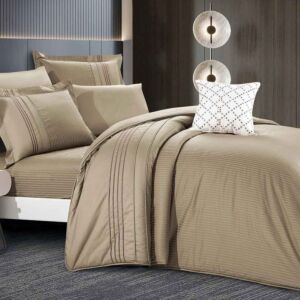 طقم لحاف صيفي قطن مزدوج ايريس - 7 قطع - رمادي