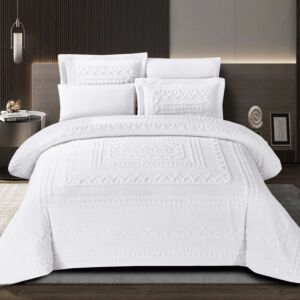 لحاف دانلام شتوي كوين 200x150 سم فرو محفور - 4 قطع - ابيض