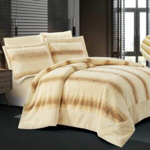 لحاف آليس شتوي مزدوج فرو ناعم - 6 قطع - بيج