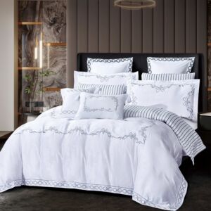 طقم لحاف مزدوج صيفي كاثرينا - 10 قطع - أبيض