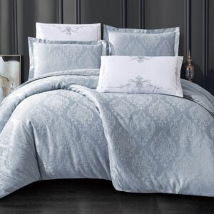 طقم لحاف مزدوج صيفي جولفيتو جاكارد - 6 قطع - رمادي