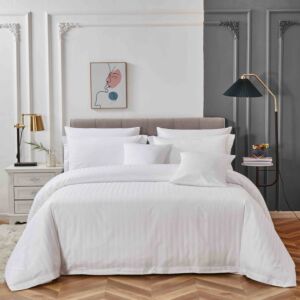 طقم لحاف فندقي نداف قطن مقاس كوين 200x160 سم 250 غرزة 5 قطع - ابيض