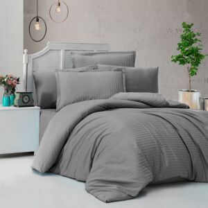طقم غطاء لحاف فندقي نداف بدون حشوة 4 قطع مقاس كوين 200x160 سم - رمادي