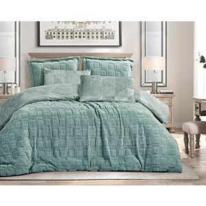 طقم لحاف فرو شتوي مزدوج ماري براي - 6 قطع - ازرق