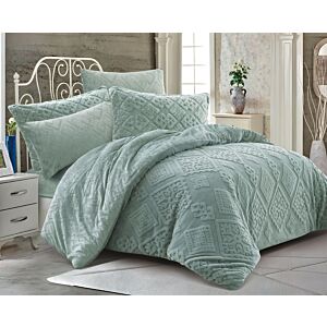 طقم لحاف ريمي شتوي مزدوج فرو 6 قطع 260x240 سم - ازرق فاتح