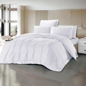 طقم لحاف إلفين صيفي مزدوج 300 غرزة - 7 قطع - أبيض