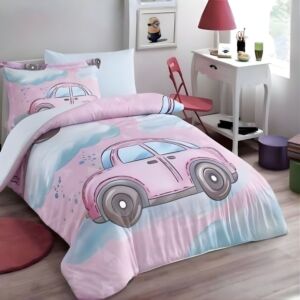 طقم لحاف كارلا صيفي مقاس كوين 4 قطع - سماوي ومتعدد الالوان