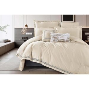 لحاف مزدوج دانتيلا - 9 قطع - بيج