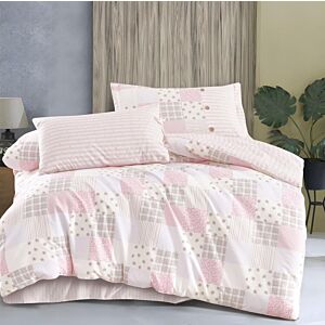 لحاف مفرد ونص صيفي مضاوي متعدد الرسومات - 4 قطع - وردي