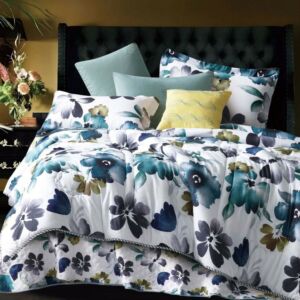 طقم لحاف بتول صيفي مزدوج - 200x200 سم - 8 قطع - أبيض واخضر