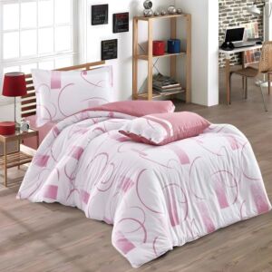 طقم لحاف كوين صيفي فيوليت 4 قطع - ابيض ووردي