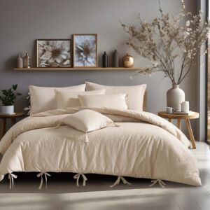 طقم لحاف سانتج صيفي مزدوج قطن 7 قطع 260x240 سم - بيج