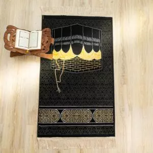 سجادة صلاة تصاميم الكعبة المشرفة 70x120 سم - أسود و ذهبي