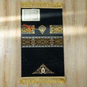 سجادة صلاة بتصميم و نقوش إسلامية 70x110سم - اسود وذهبي