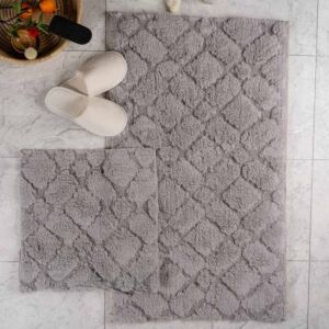 طقم دعاسة أرضية فيانا تركي فرو - قطعتين - رمادي فاتح