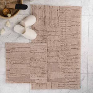 طقم دعاسة أرضية نورا تركي فرو - قطعتين - بيج