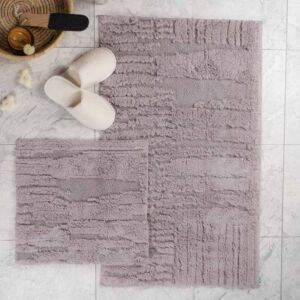 طقم دعاسة أرضية نورا تركي فرو - قطعتين - رمادي فاتح