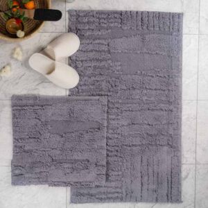 طقم دعاسة أرضية نورا تركي فرو - قطعتين - رمادي