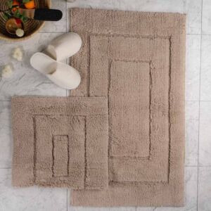 طقم دعاسة أرضية فريم تركي فرو - قطعتين - بيج