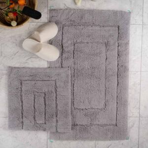 طقم دعاسة أرضية فريم تركي فرو - قطعتين - رمادي فاتح