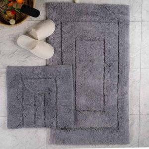 طقم دعاسة أرضية فريم تركي فرو - قطعتين - رمادي