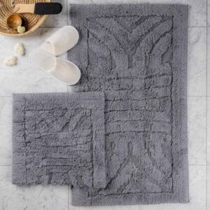 طقم دعاسة أرضية هيرينج بون تركي فرو - قطعتين - رمادي فاتح