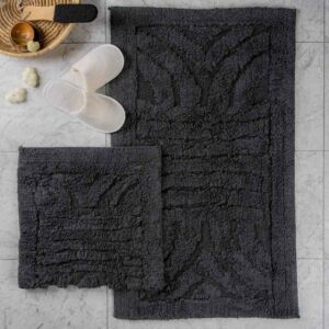 طقم دعاسة أرضية هيرينج بون تركي فرو - قطعتين - أسود