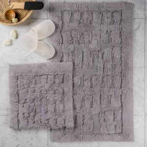 طقم دعاسة أرضية بابيون تركي فرو - قطعتين - رمادي فاتح