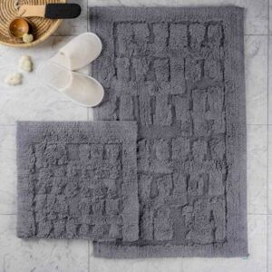 طقم دعاسة أرضية بابيون تركي فرو - قطعتين - رمادي