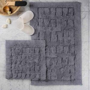 طقم دعاسة أرضية بابيون تركي فرو - قطعتين - رمادي