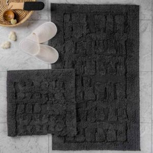 طقم دعاسة أرضية بابيون تركي فرو - قطعتين - أسود