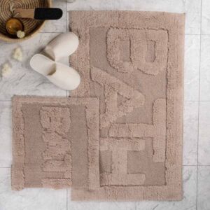 طقم دعاسة أرضية باث تركي فرو - قطعتين - بيج