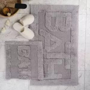 طقم دعاسة أرضية باث تركي فرو - قطعتين - رمادي فاتح