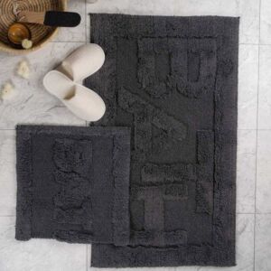 طقم دعاسة أرضية باث تركي فرو - قطعتين - أسود