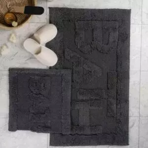 طقم دعاسة أرضية باث تركي فرو - قطعتين - أسود
