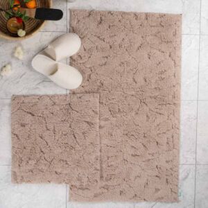 طقم دعاسة أرضية لوتس تركي فرو - قطعتين - بيج