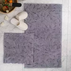 طقم دعاسة أرضية لوتس تركي فرو - قطعتين - رمادي