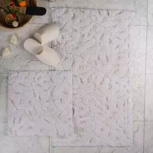 طقم دعاسة أرضية لوتس تركي فرو - قطعتين - كريمي