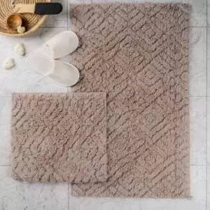 طقم دعاسة أرضية بيجونيا تركي فرو - قطعتين - بيج